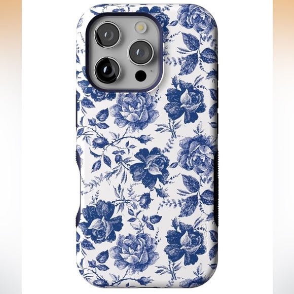 Casely iPhone 16 Pro Case in Blue & White Rose Floral Compatible with MagSafe - Picture 6 of 6